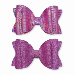 Josie - Purple Love Faux Leather Hair Bow Set