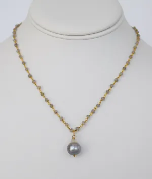 JOY FILLED: Gold Rosary Tahitian Pearl Choker