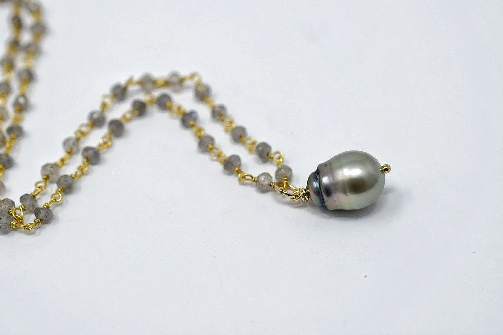 JOY FILLED: Gold Rosary Tahitian Pearl Choker