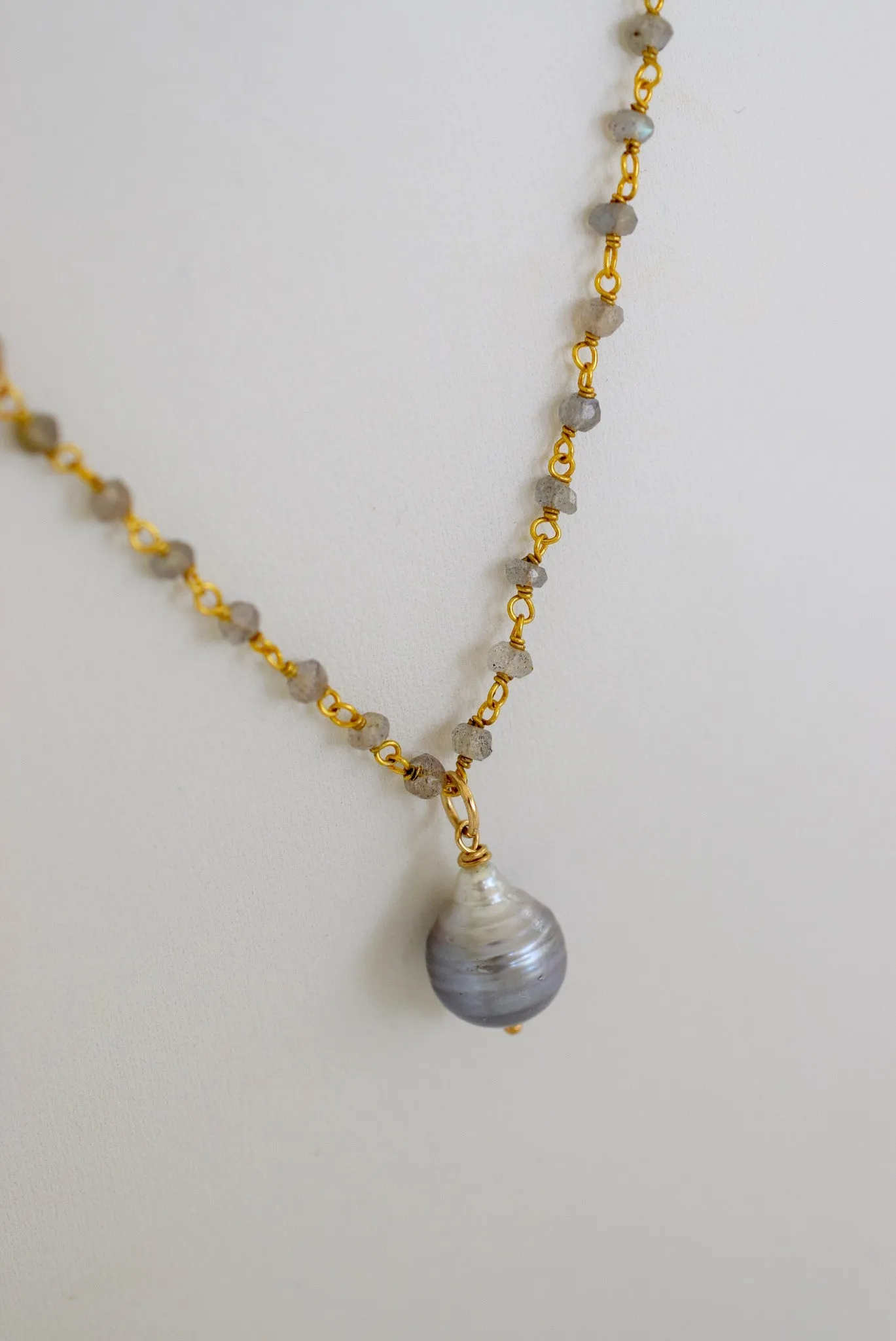 JOY FILLED: Gold Rosary Tahitian Pearl Choker