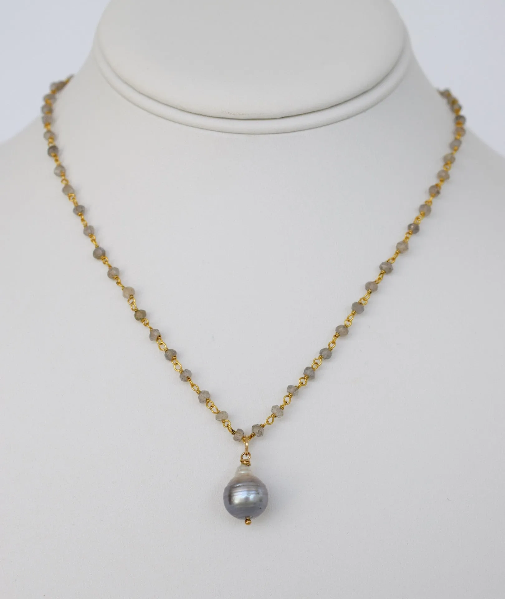 JOY FILLED: Gold Rosary Tahitian Pearl Choker