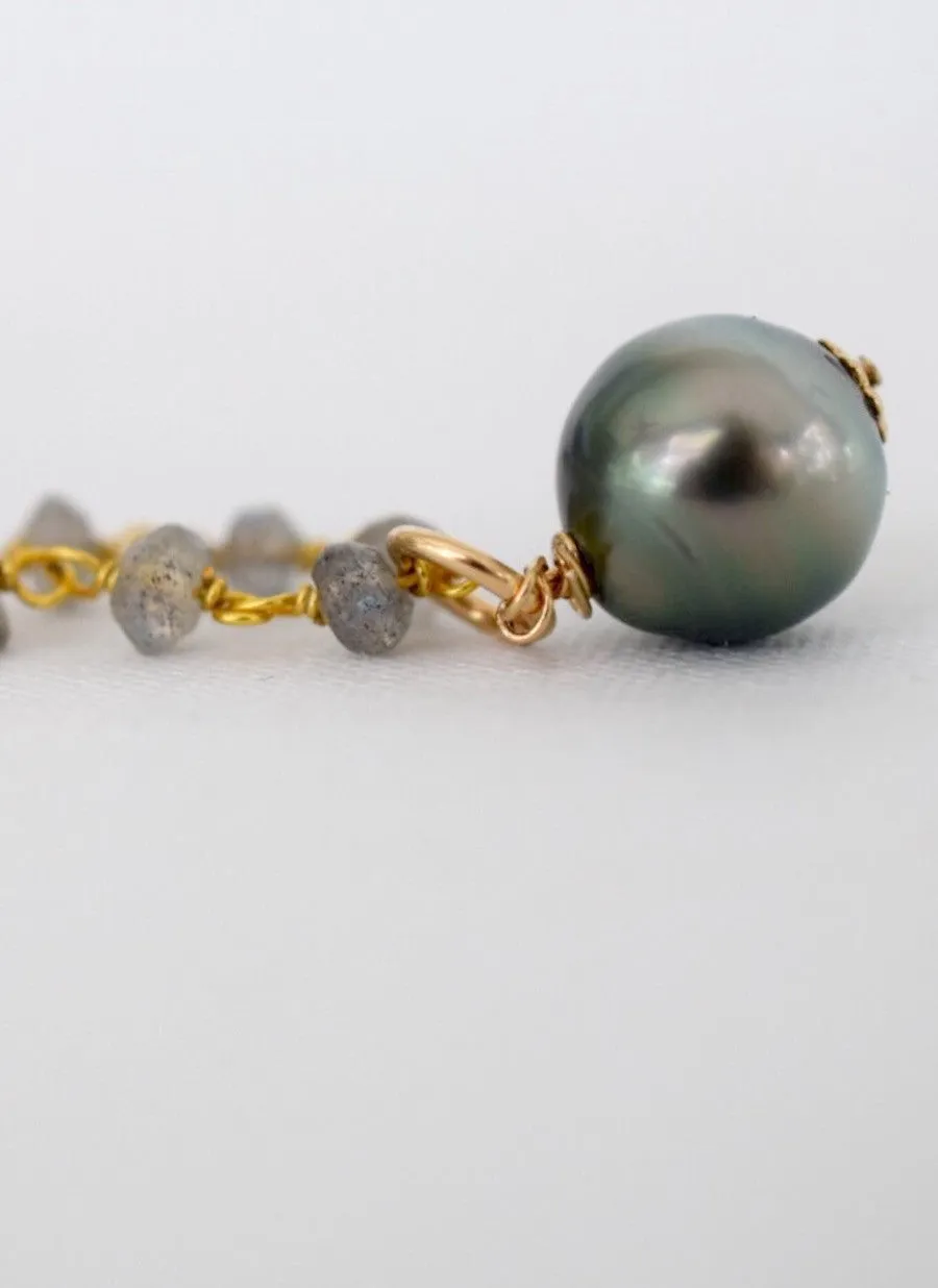 JOY FILLED: Gold Rosary Tahitian Pearl Choker
