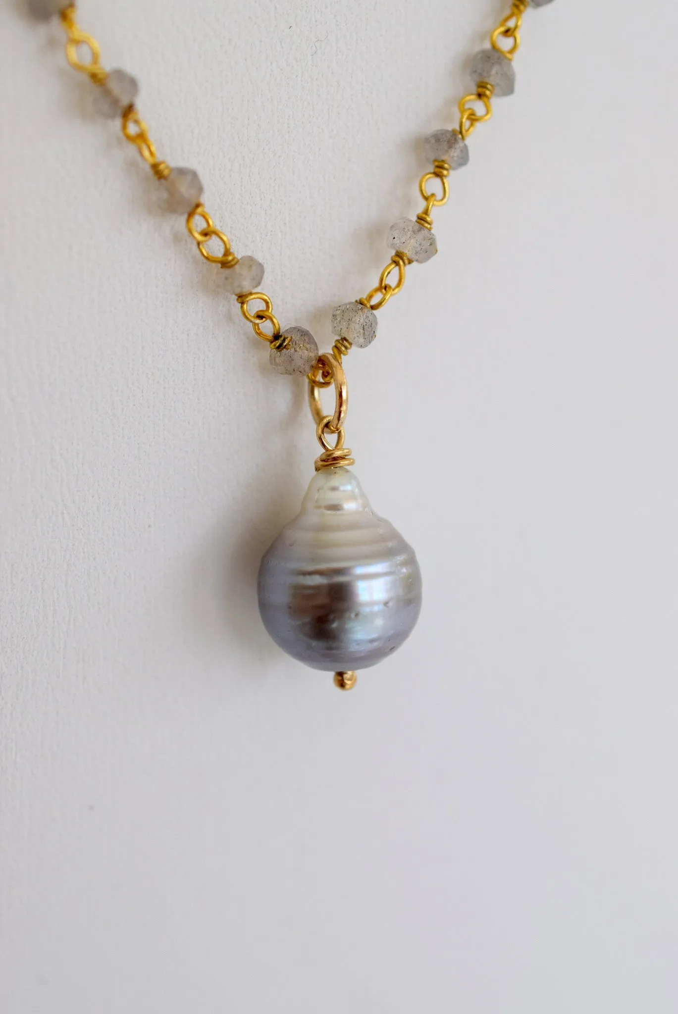 JOY FILLED: Gold Rosary Tahitian Pearl Choker