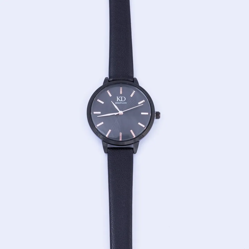 Knight and Day Classic Black & Black Watch Q456WLA