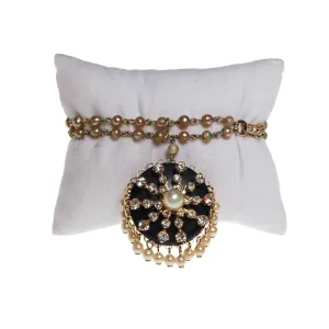 Kramer Faux Pearl, Rhinestone, Blue Lucite Charm Bracelet