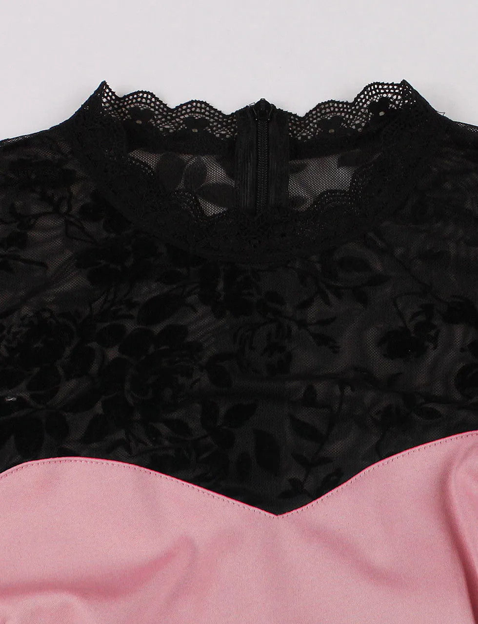 Lace Semi Sheer Cap Sleeve 1950S Vintage Swing Dress