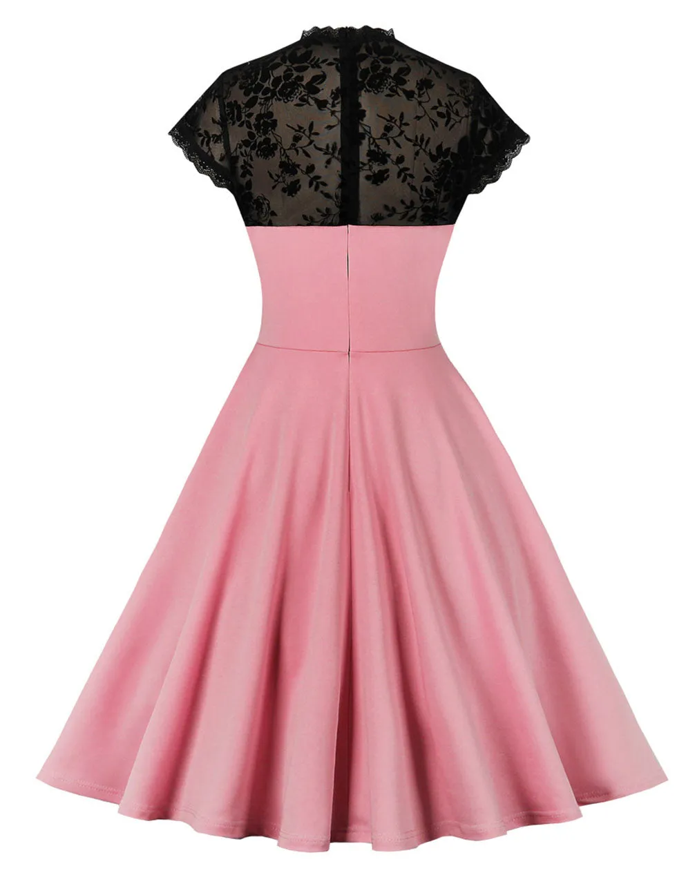 Lace Semi Sheer Cap Sleeve 1950S Vintage Swing Dress