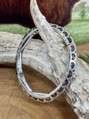 Langley Western Angle Stamped Fashion Silver Bracelet