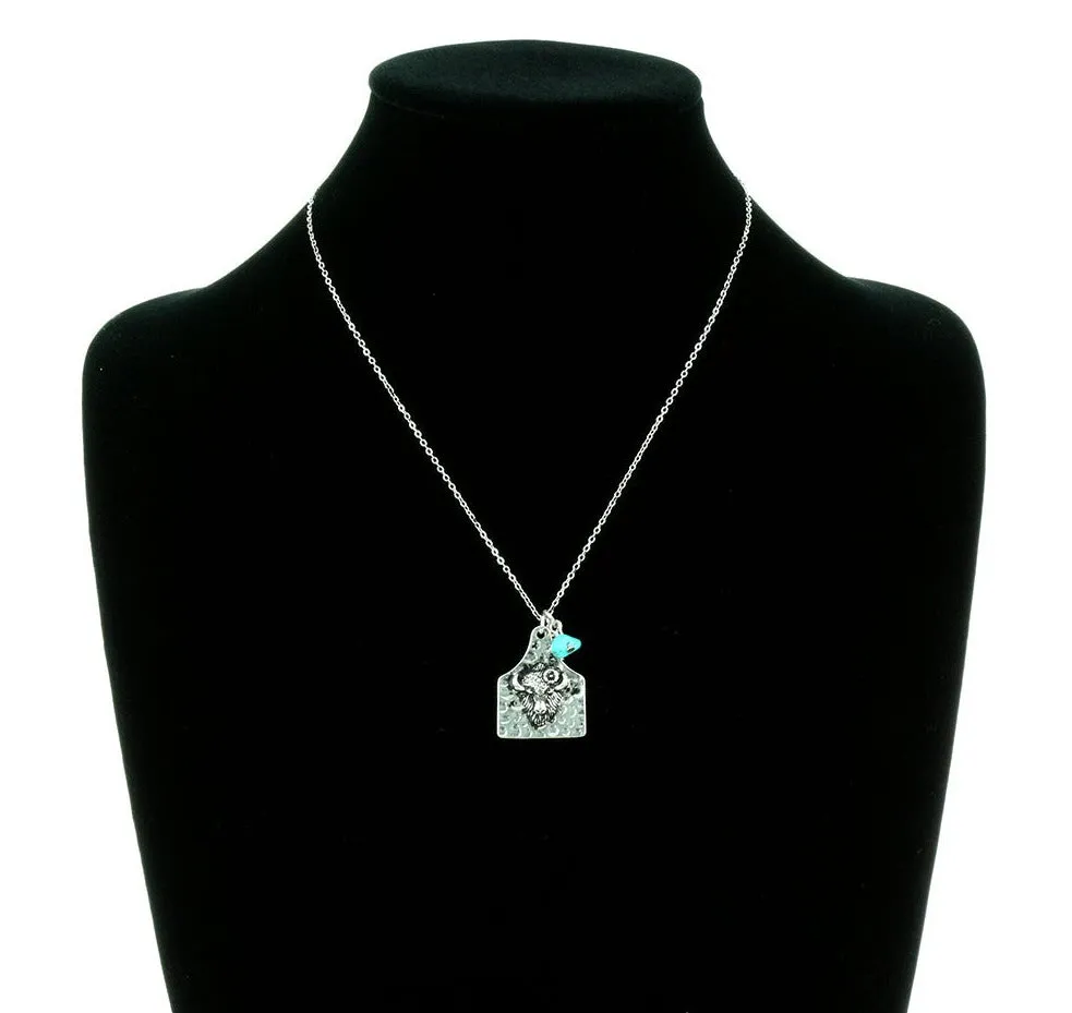 Langshan Fashion Link Chain With Hammered Ear Tag Pendant