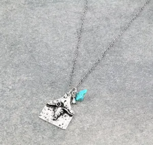 Langshan Fashion Link Chain With Hammered Ear Tag Pendant