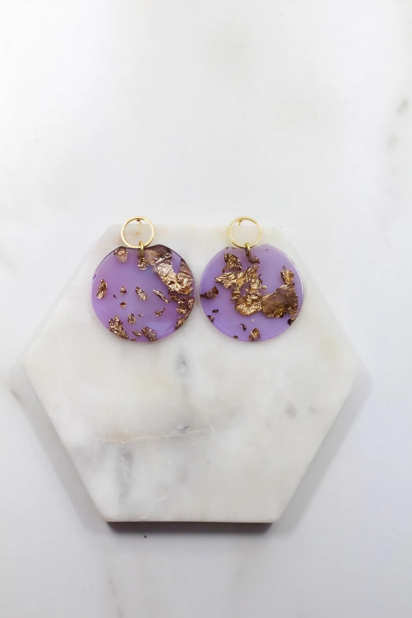 Lavender Confetti Disc Earrings