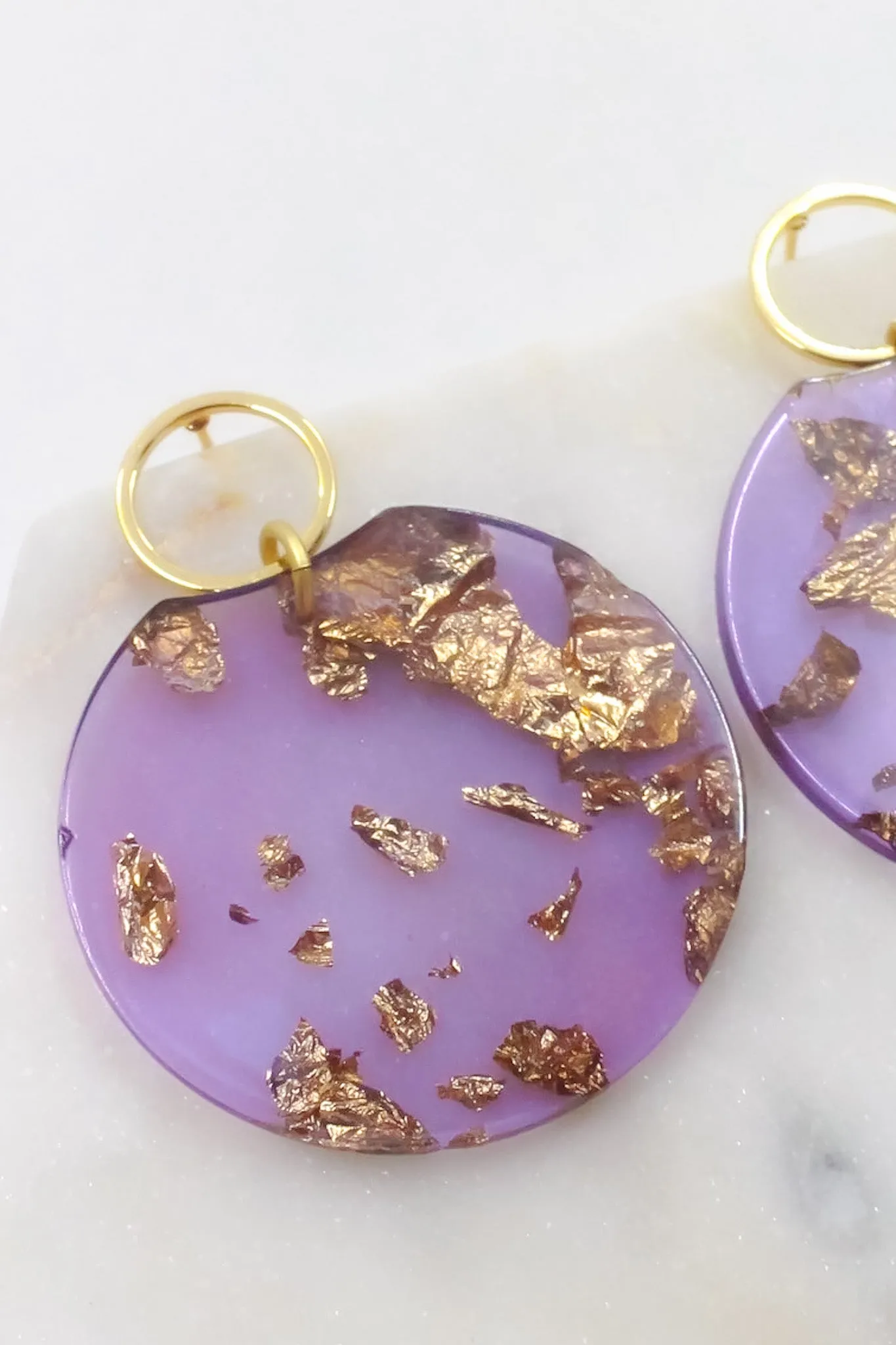Lavender Confetti Disc Earrings