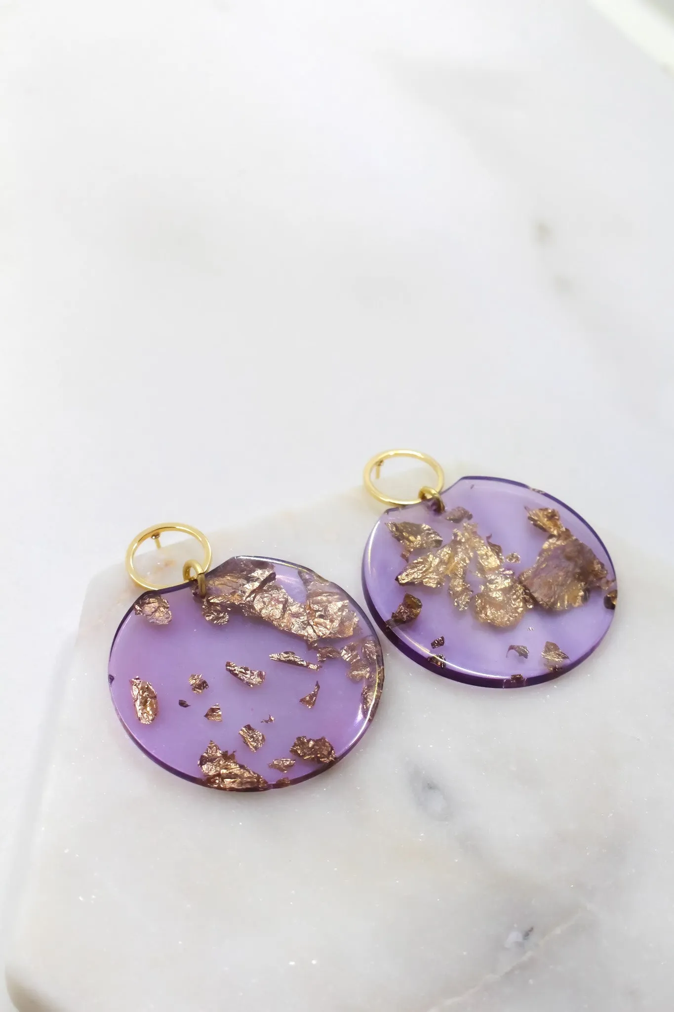Lavender Confetti Disc Earrings