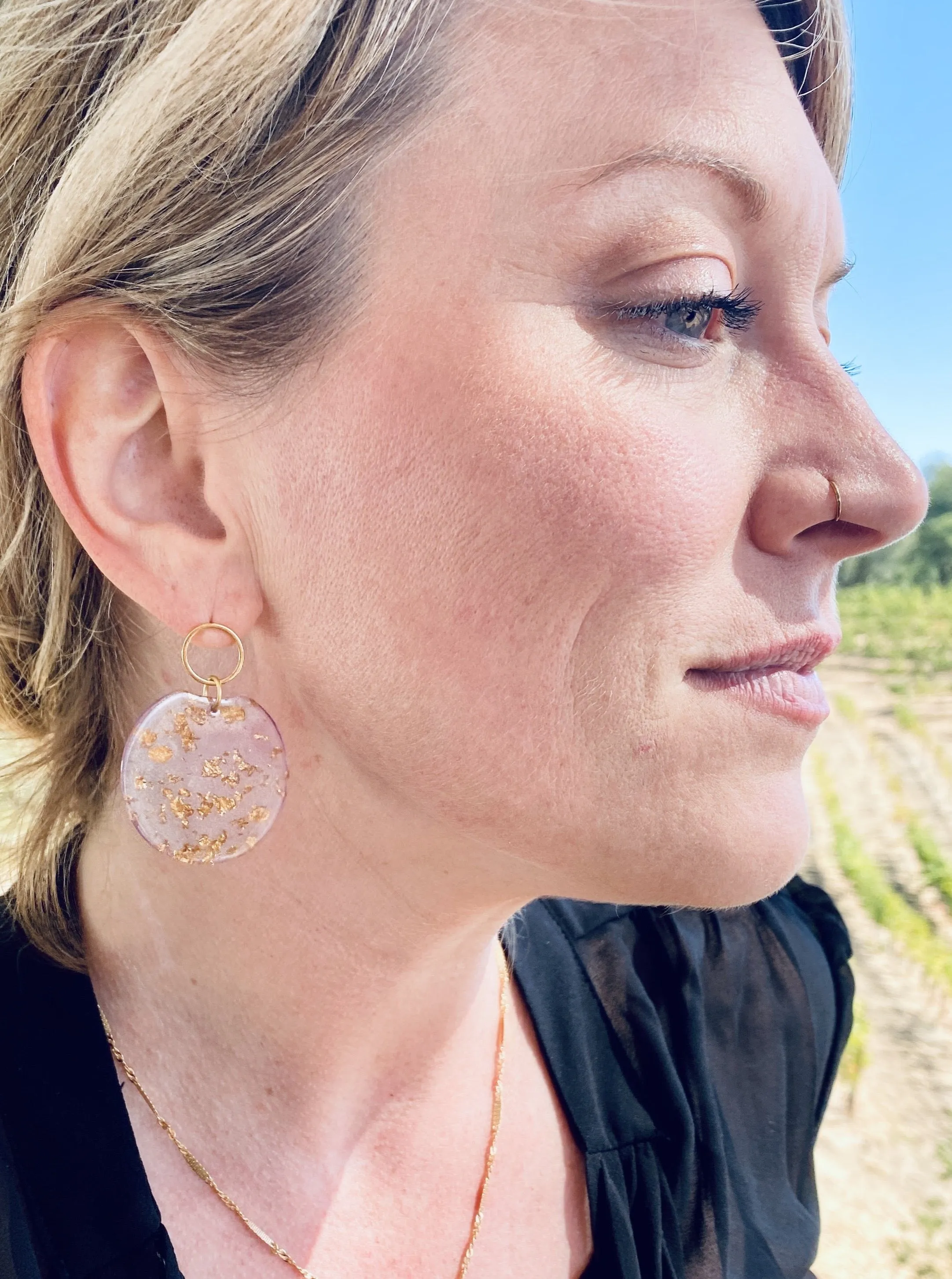 Lavender Confetti Disc Earrings