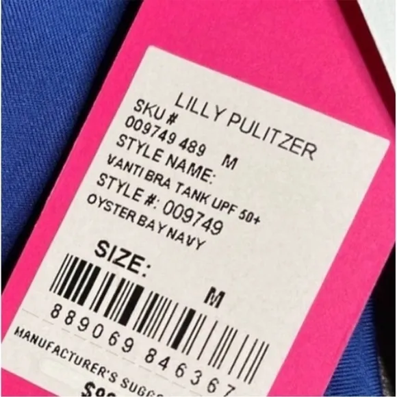LILLY PULITZER UPF 50  Vanti Bra Tank Top Blue Pink Orange Sz M NEW
