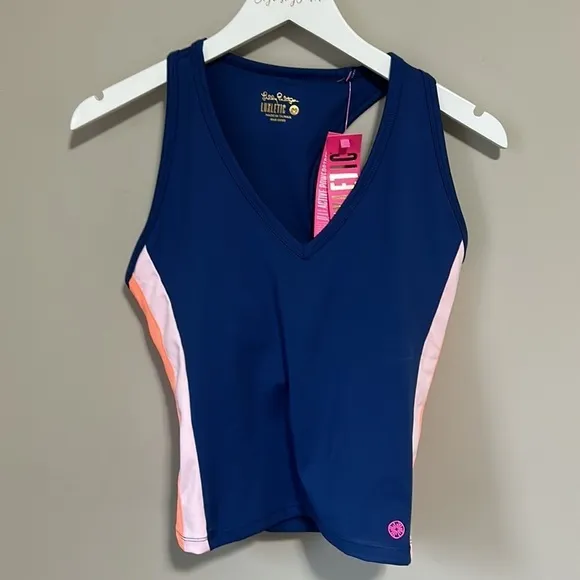 LILLY PULITZER UPF 50  Vanti Bra Tank Top Blue Pink Orange Sz M NEW