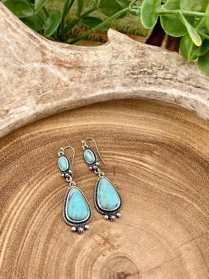 Liza Teardrop Dangle Fashion Earrings - Turquoise