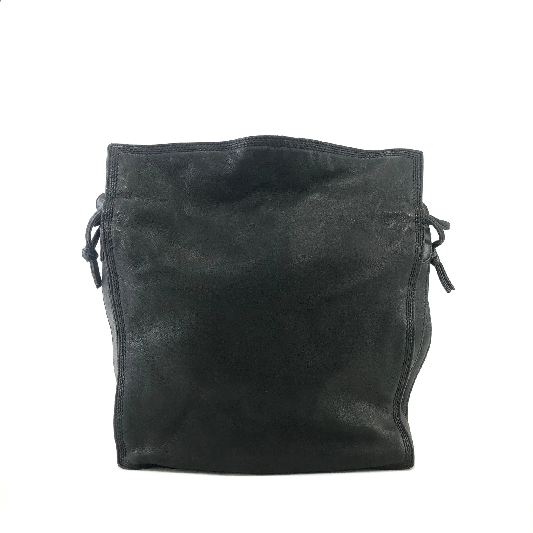 LOEWE Anagram Leather Drawstring Shoulder bag Black Vintage hzn8br