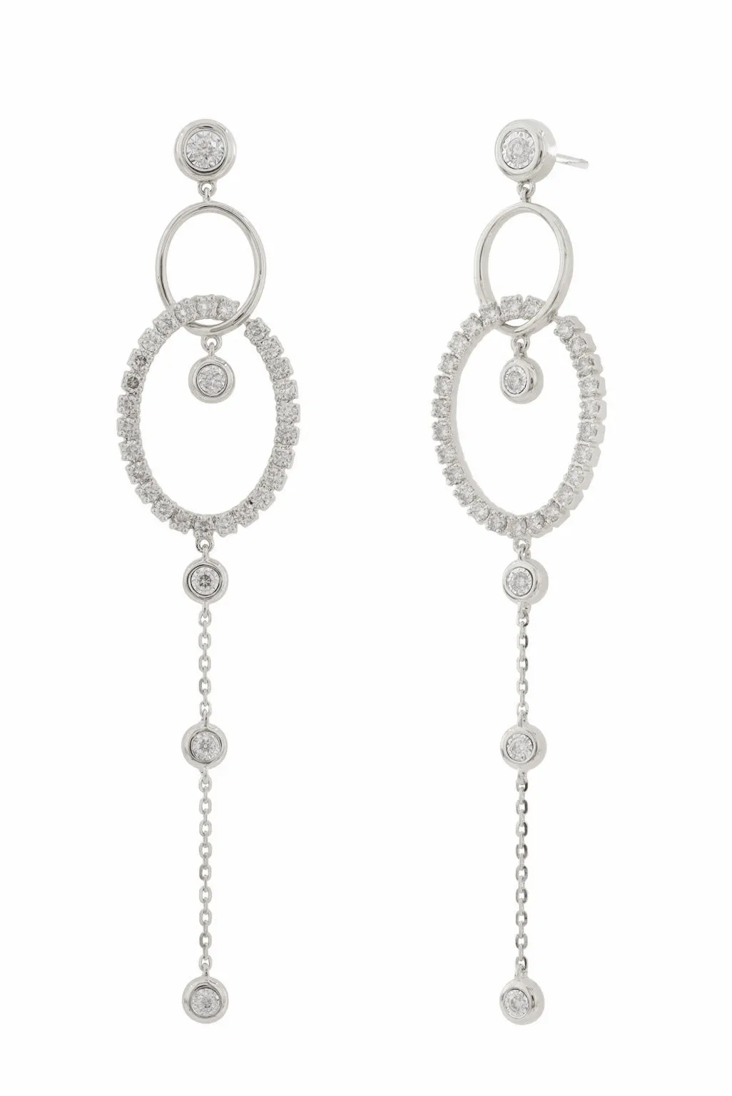 Long Large Oval Diamond Earrings