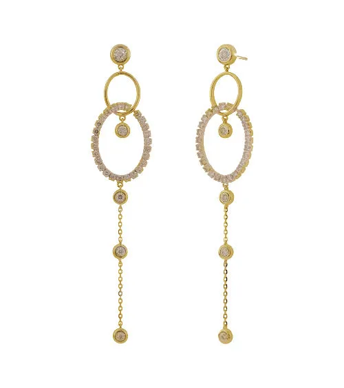 Long Large Oval Diamond Earrings