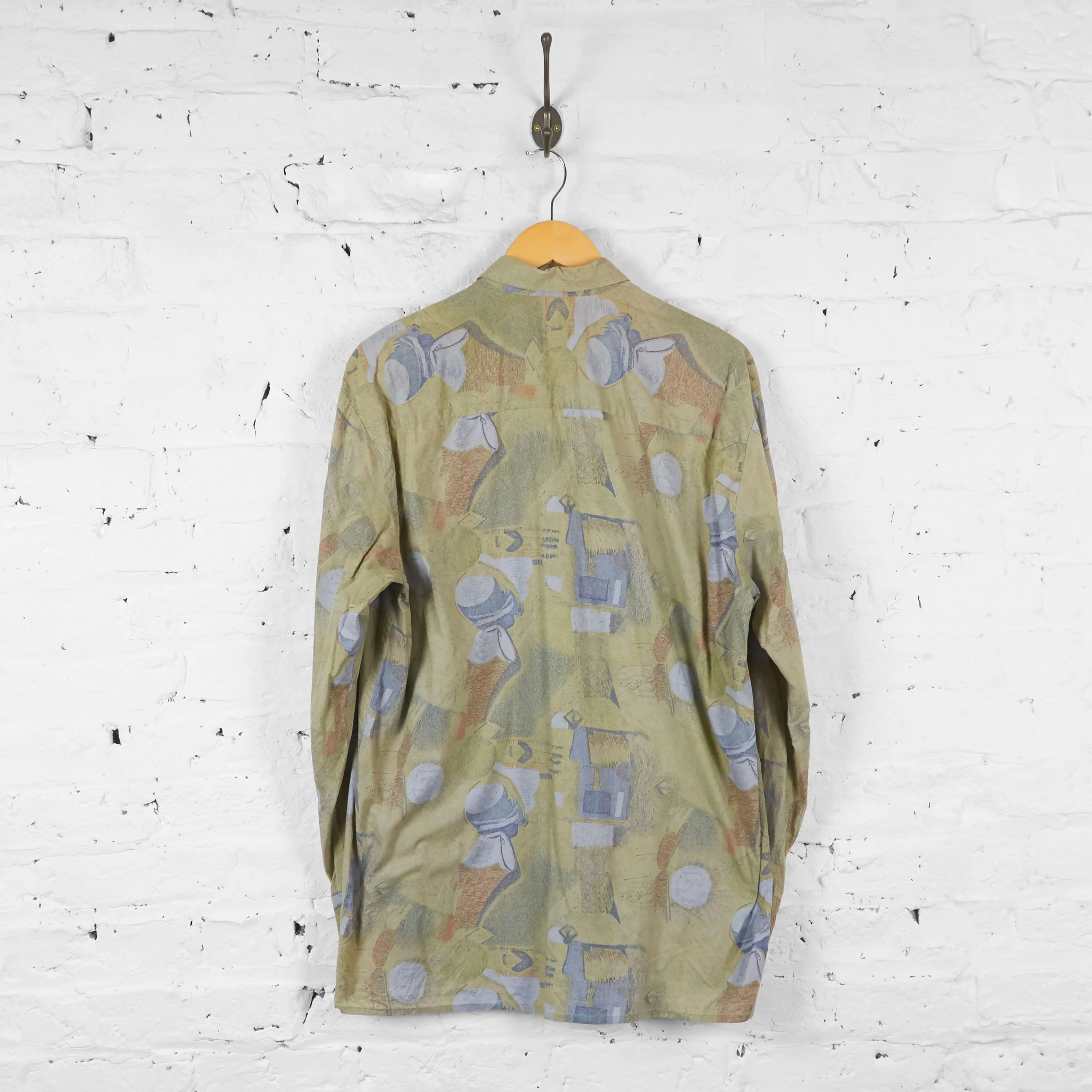 Long Sleeve 90s Pattern Shirt - Green - L
