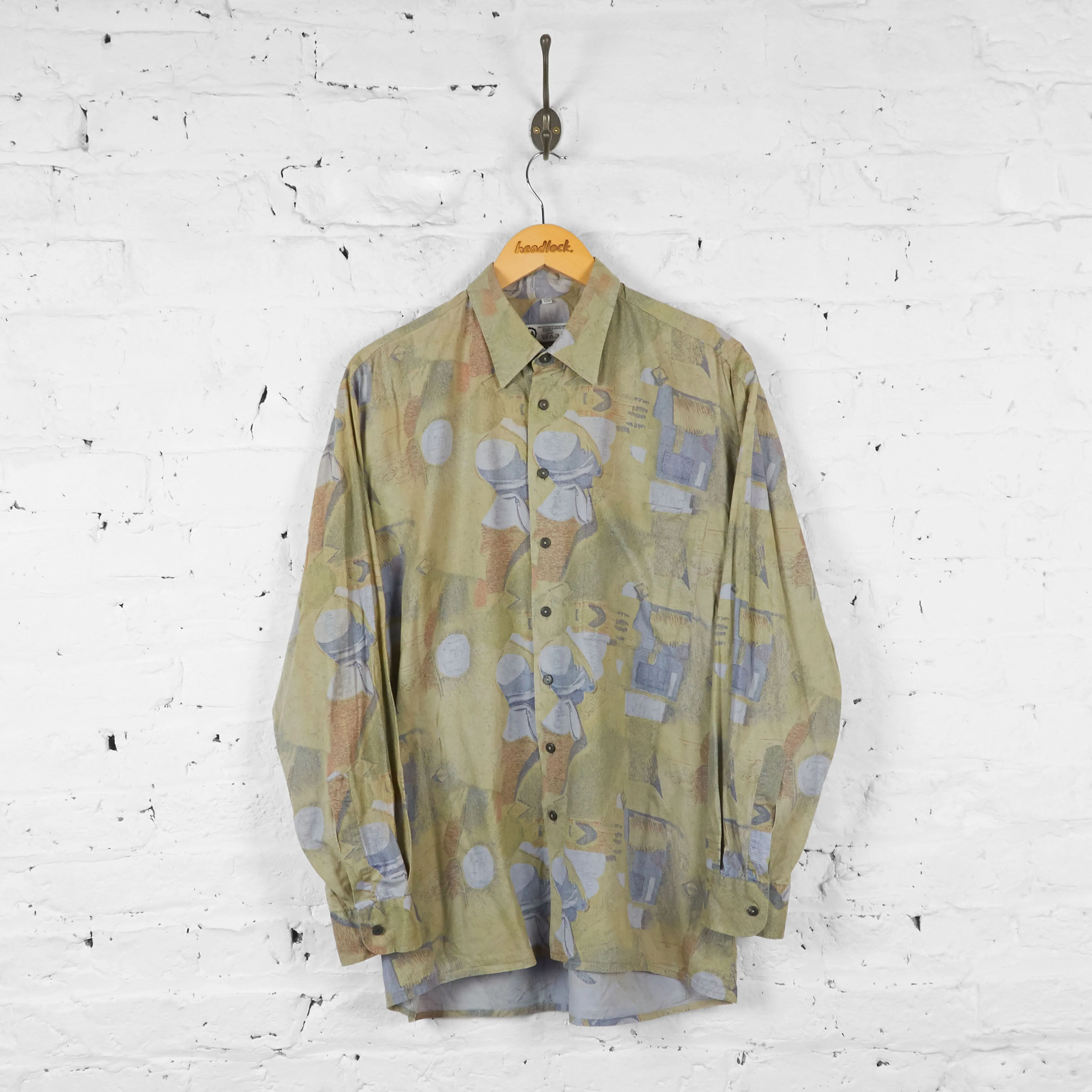 Long Sleeve 90s Pattern Shirt - Green - L