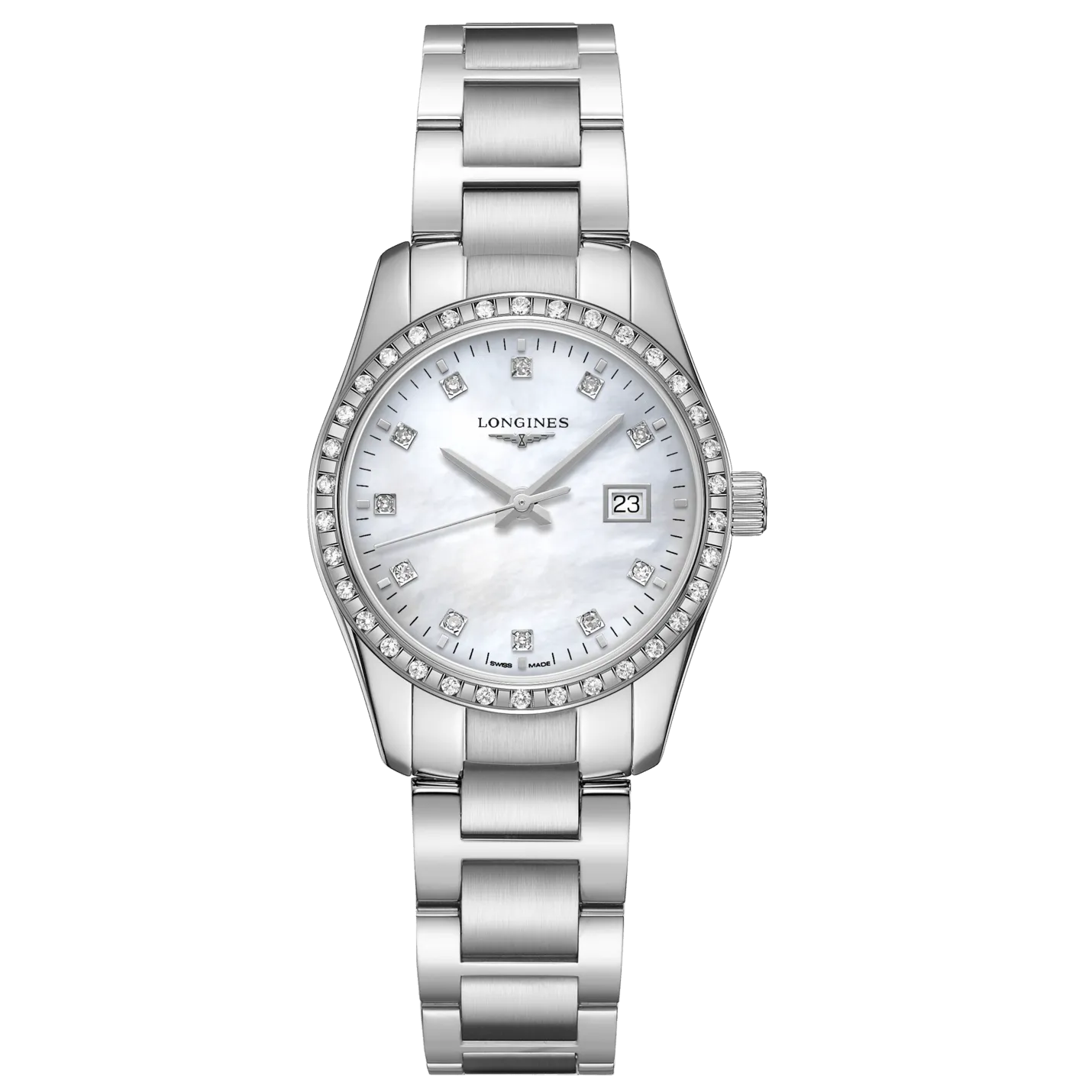 LONGINES CONQUEST CLASSIC 29.5mm Madreper Diamonds Quartz Steel L2.286.0.87.6