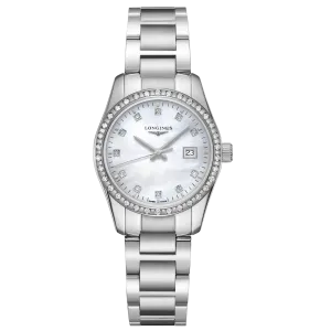 LONGINES CONQUEST CLASSIC 29.5mm Madreper Diamonds Quartz Steel L2.286.0.87.6