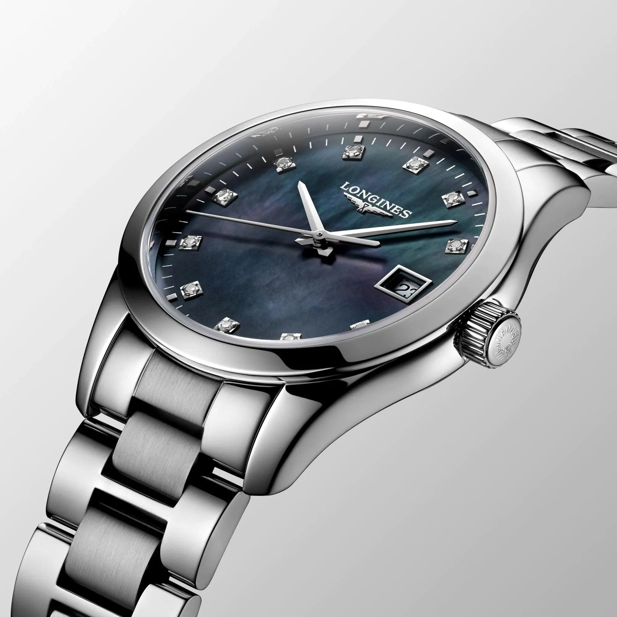 LONGINES CONQUEST CLASSIC 34MM MUNDLEPER WATCH BLACK STEEL ACCOPTION L2.386.4.88.6