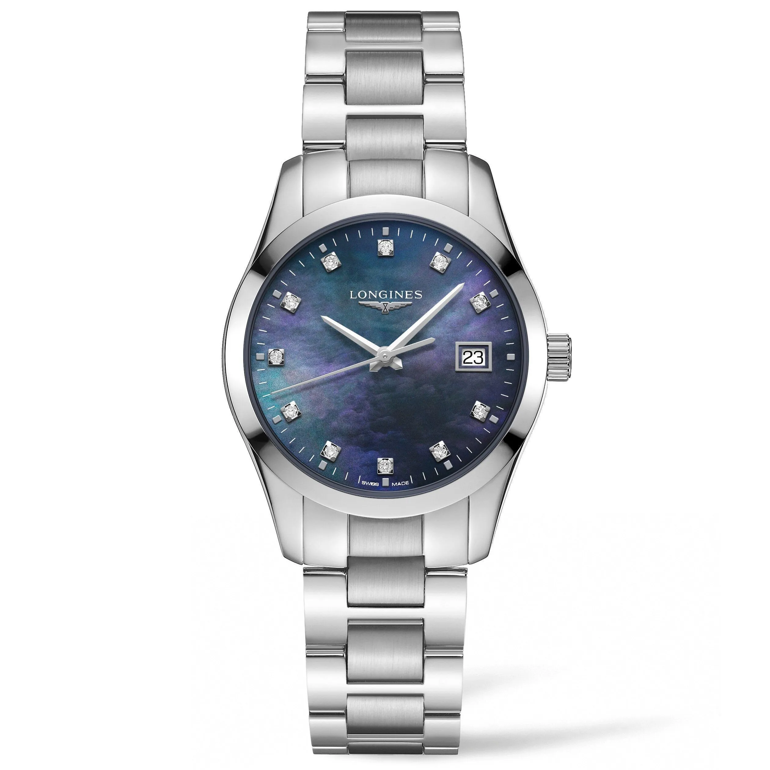 LONGINES CONQUEST CLASSIC 34MM MUNDLEPER WATCH BLACK STEEL ACCOPTION L2.386.4.88.6