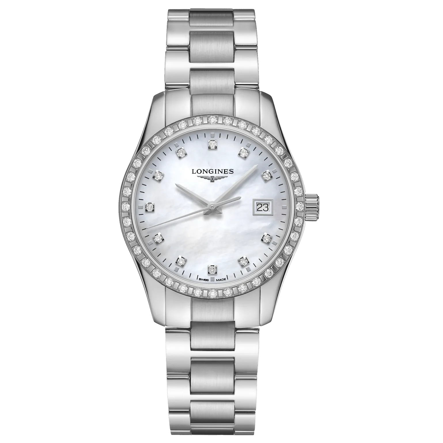 LONGINES CONQUEST CLASSIC 34MM MUNDLEPERS DIAMANTI Quartz Steel L2.386.0.87.6