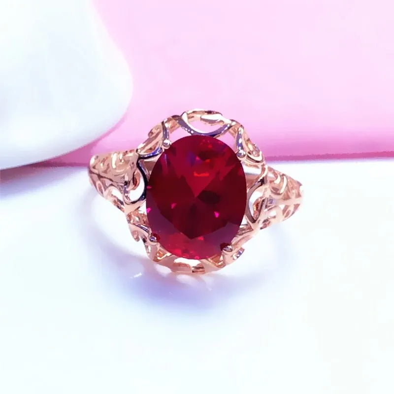 Luxury inlaid ruby jewelry set 585 Gold Rose Wedding Jewelry
