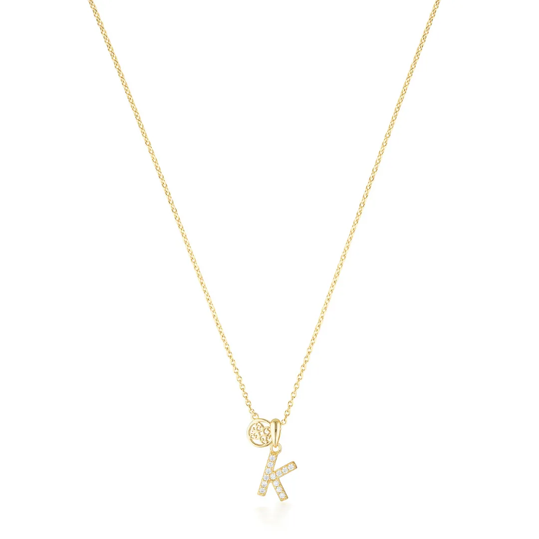 LUXURY LETTERS K INITIAL PENDANT GOLD