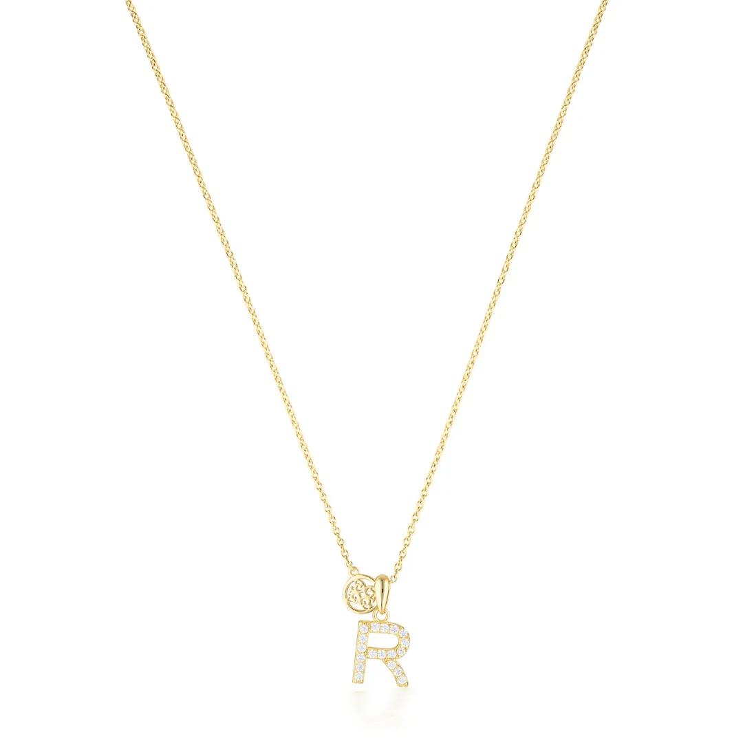 LUXURY LETTERS R INITIAL PENDANT GOLD