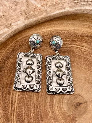 Lytle Concho Post Heart Bar Fashion Earrings - Turquoise