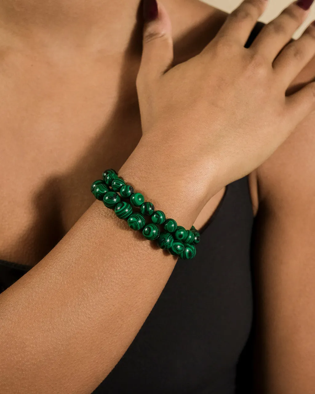 Malachite Beaded Stretch Bracelet