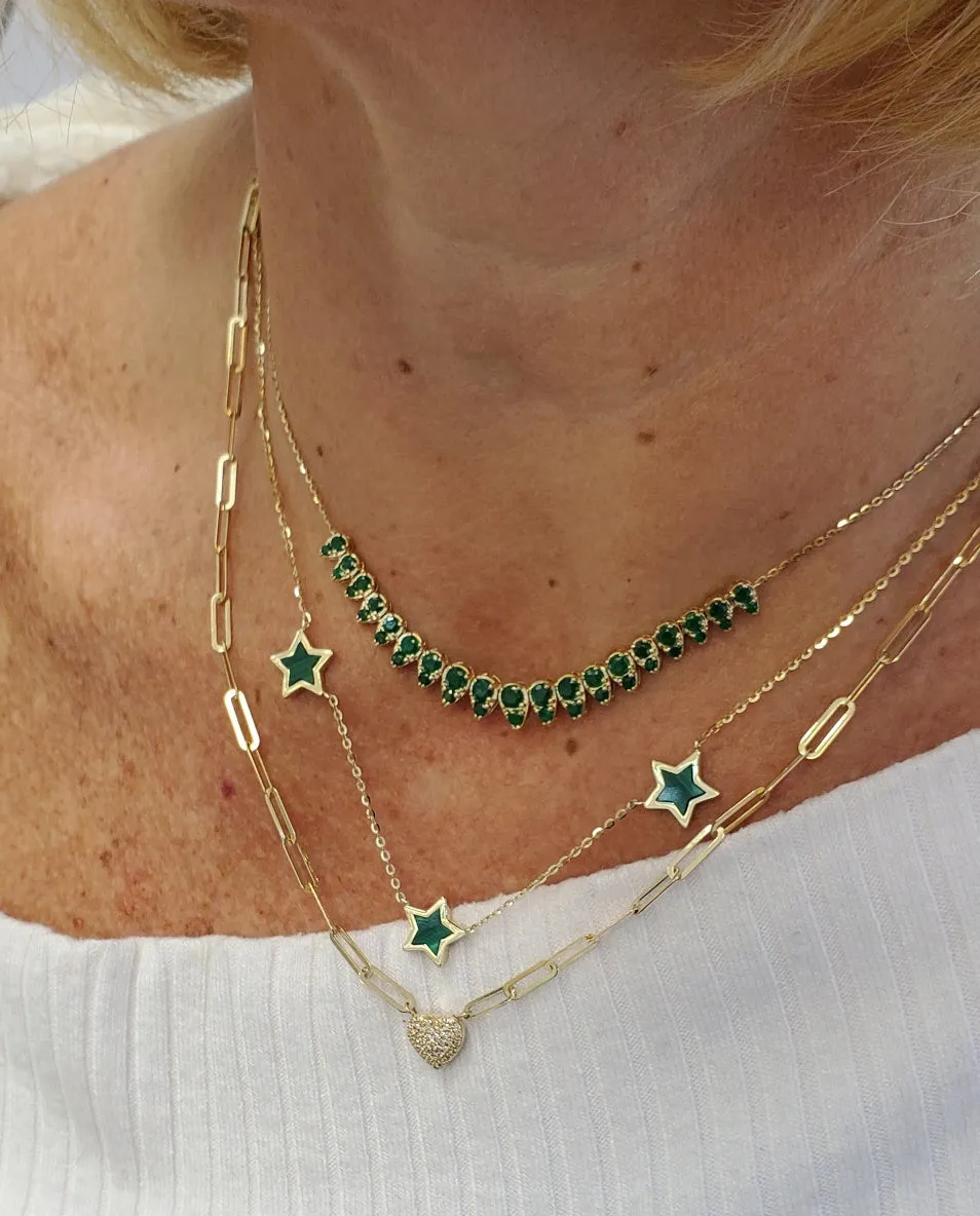 Malachite Star Necklace and Earrings Gift Jewelry Set