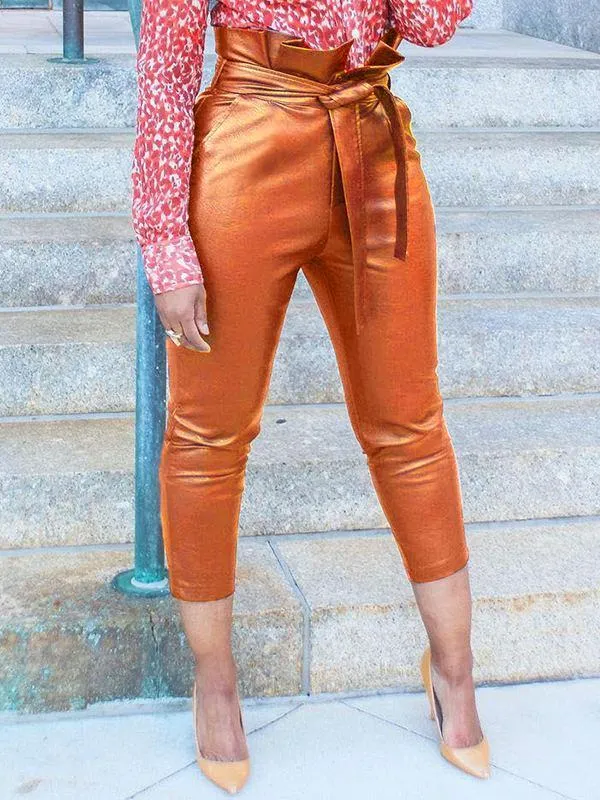 Mangocouture mangocouture Belted Faux-Leather Pants