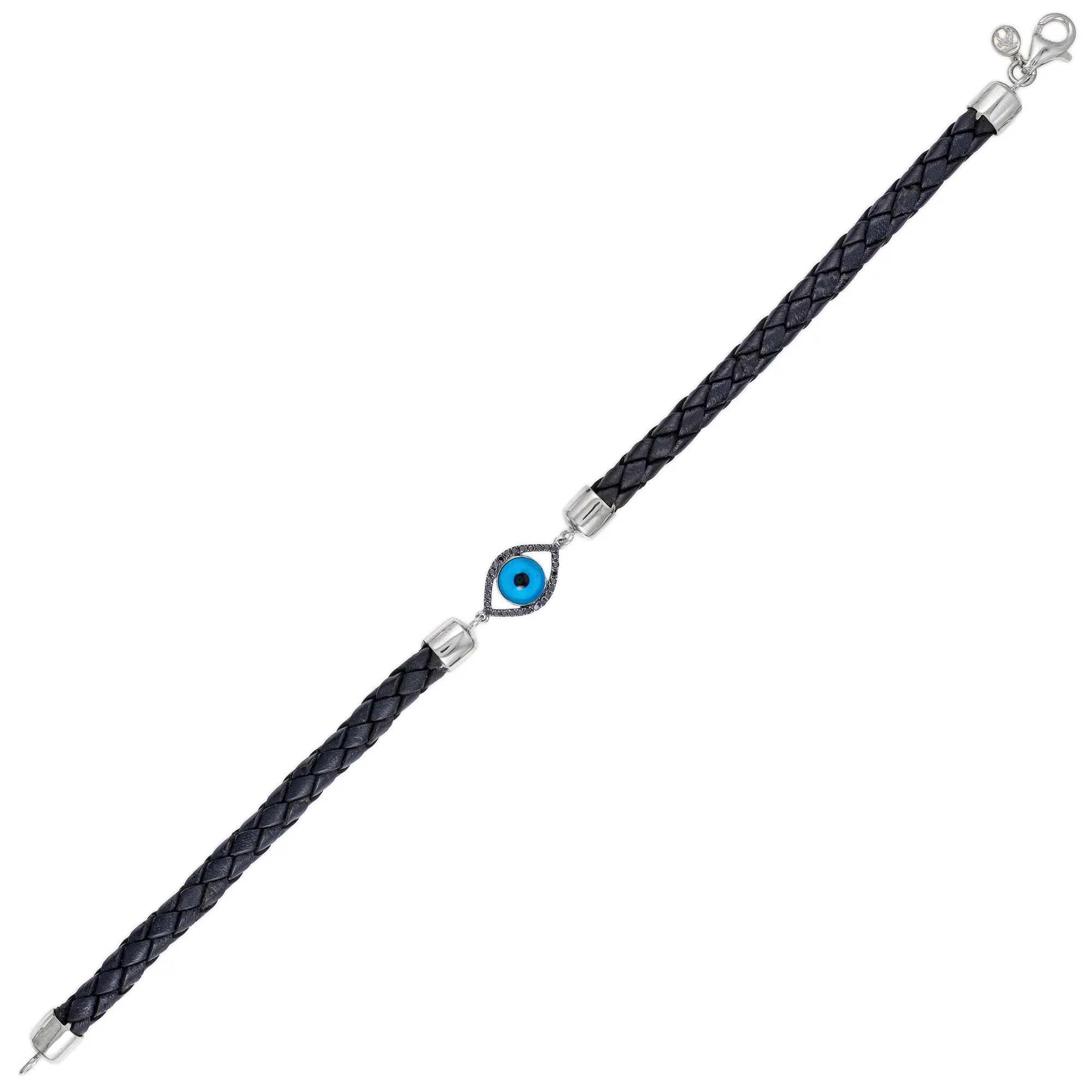 Men's Black Diamond Almond Turkish Eye & Leather Bracelet
