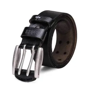 Men's Classic Retro Needle Double Pin Buckle Leather Belt