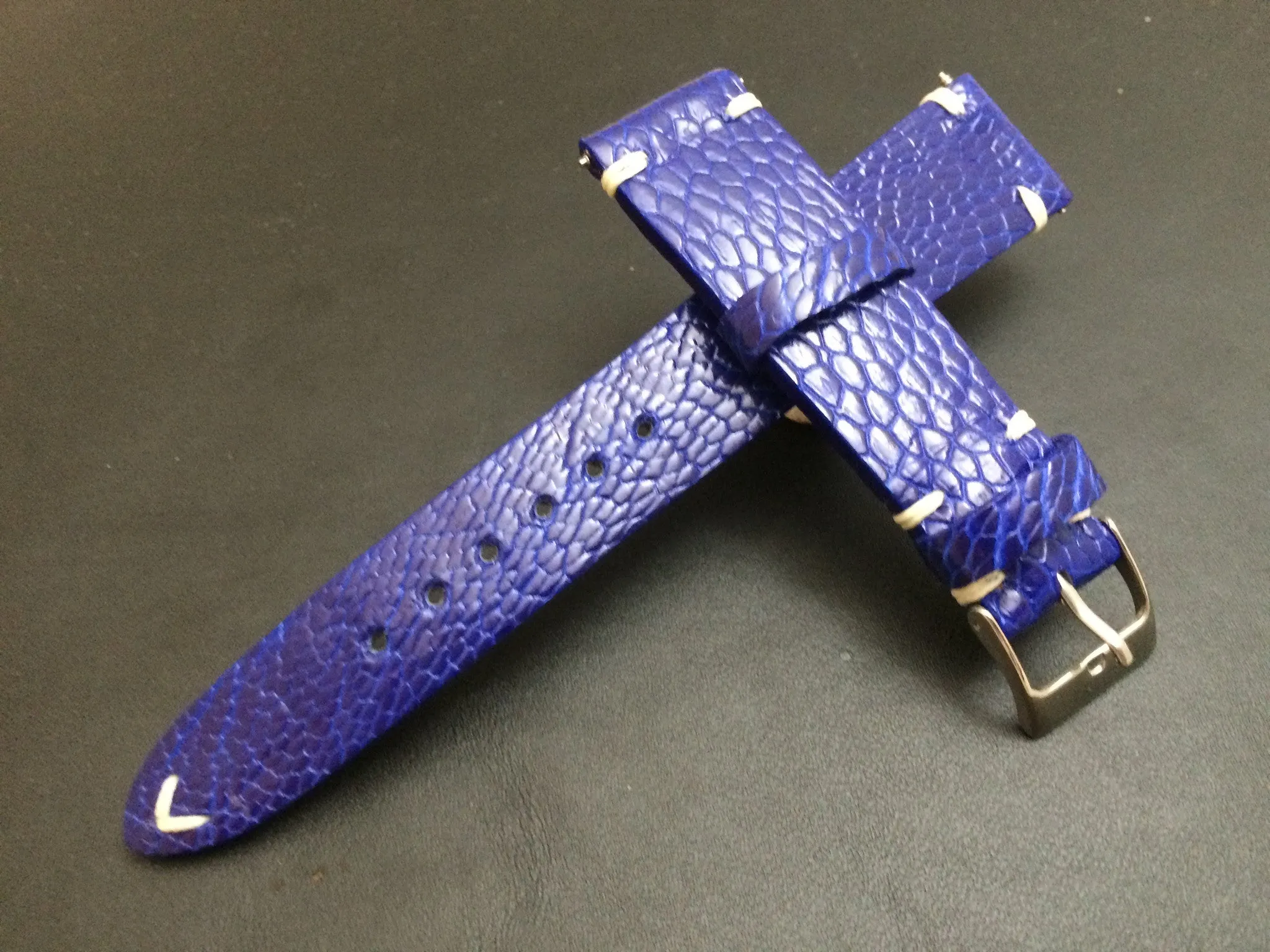 Mens Watch Straps in Blue Genuine Leather Watch Band 20mm, 19mm, Personalise Handmade watch straps in 18mm, Gift Ideas for husband