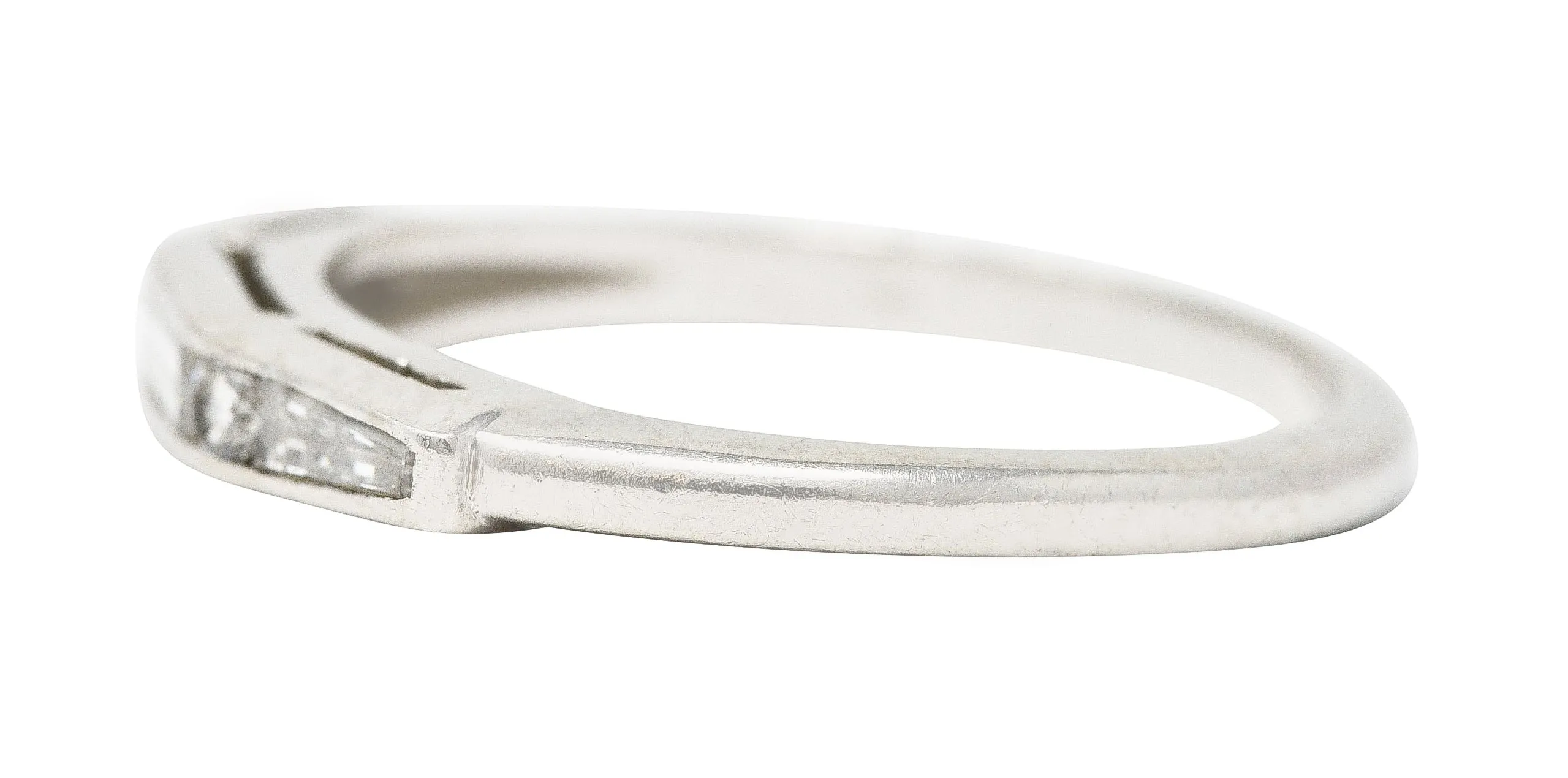 Mid-Century Baguette Cut Diamond Platinum Vintage Chanel Band Ring