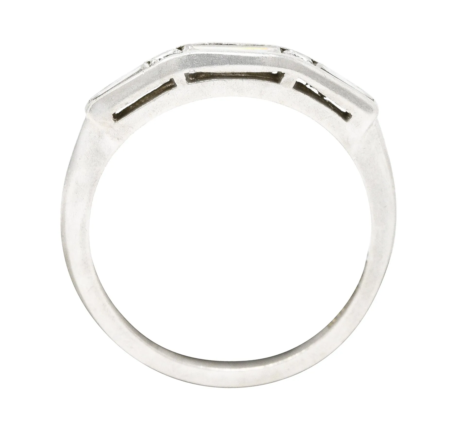 Mid-Century Baguette Cut Diamond Platinum Vintage Chanel Band Ring