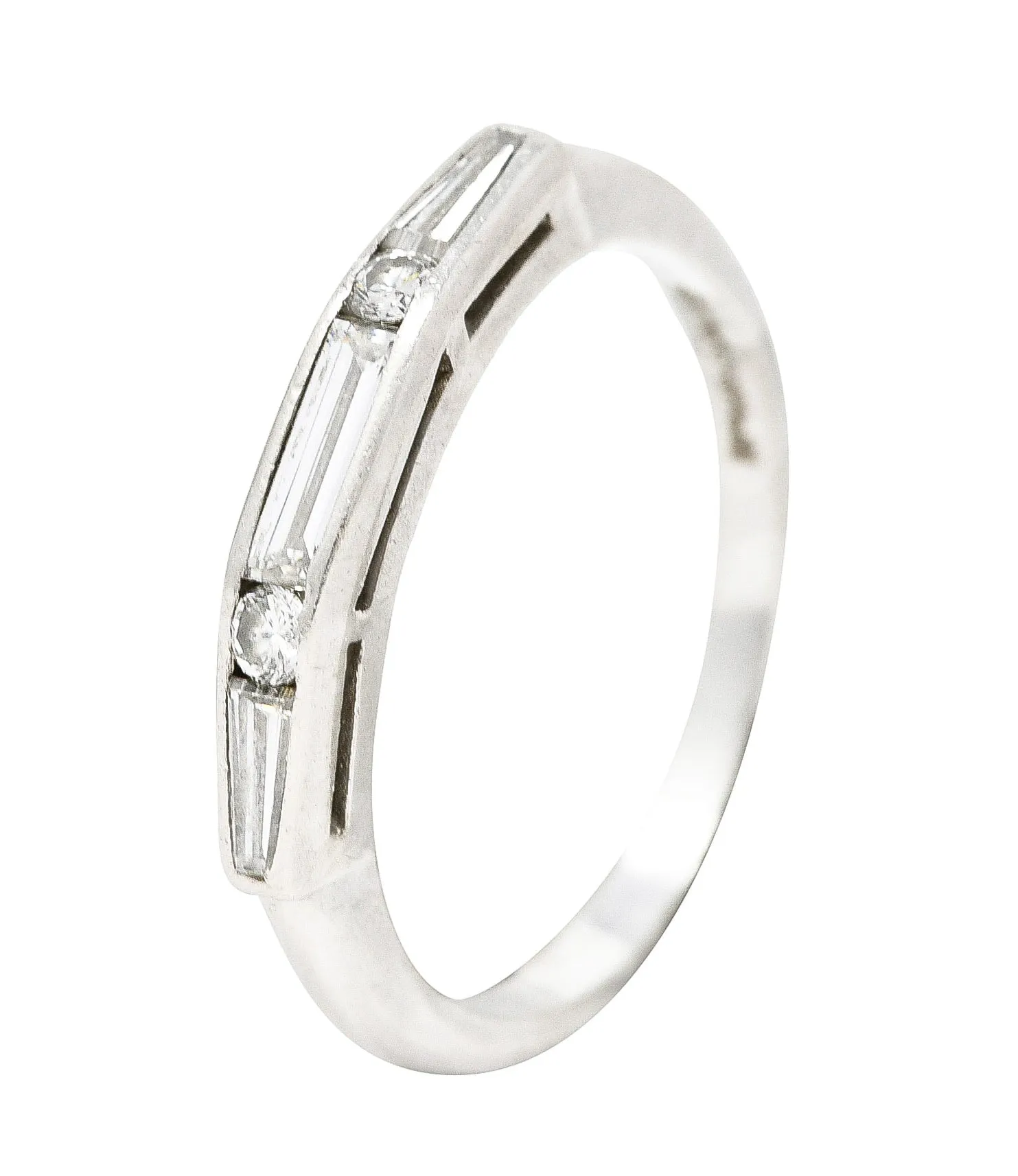 Mid-Century Baguette Cut Diamond Platinum Vintage Chanel Band Ring