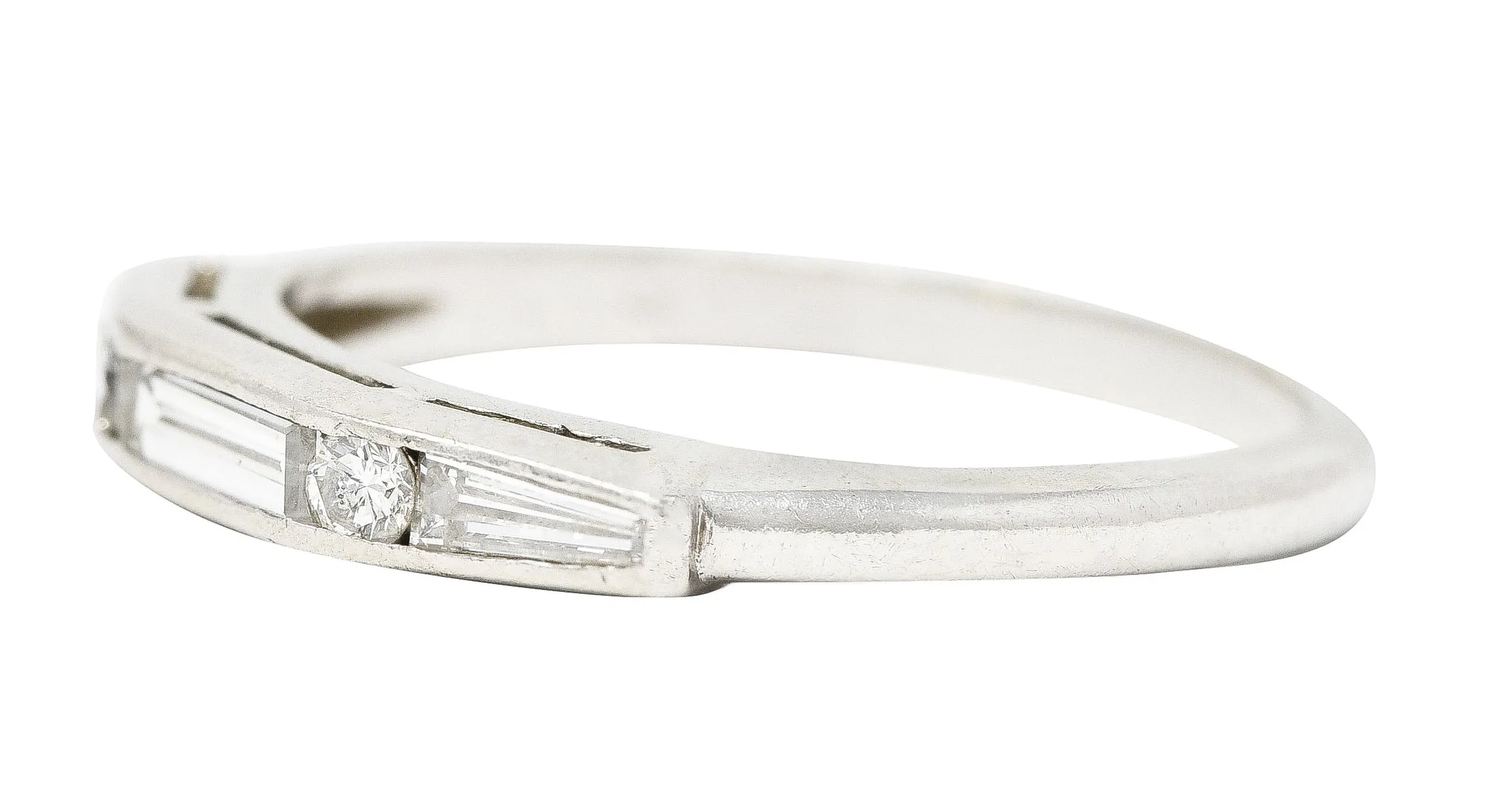 Mid-Century Baguette Cut Diamond Platinum Vintage Chanel Band Ring