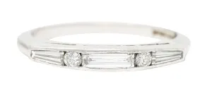 Mid-Century Baguette Cut Diamond Platinum Vintage Chanel Band Ring