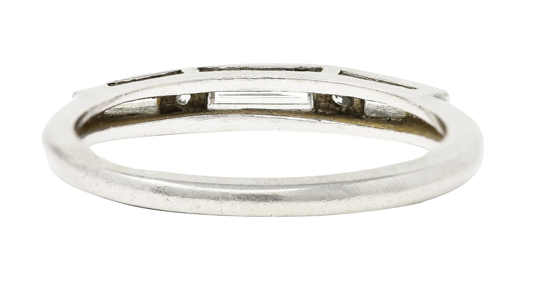 Mid-Century Baguette Cut Diamond Platinum Vintage Chanel Band Ring
