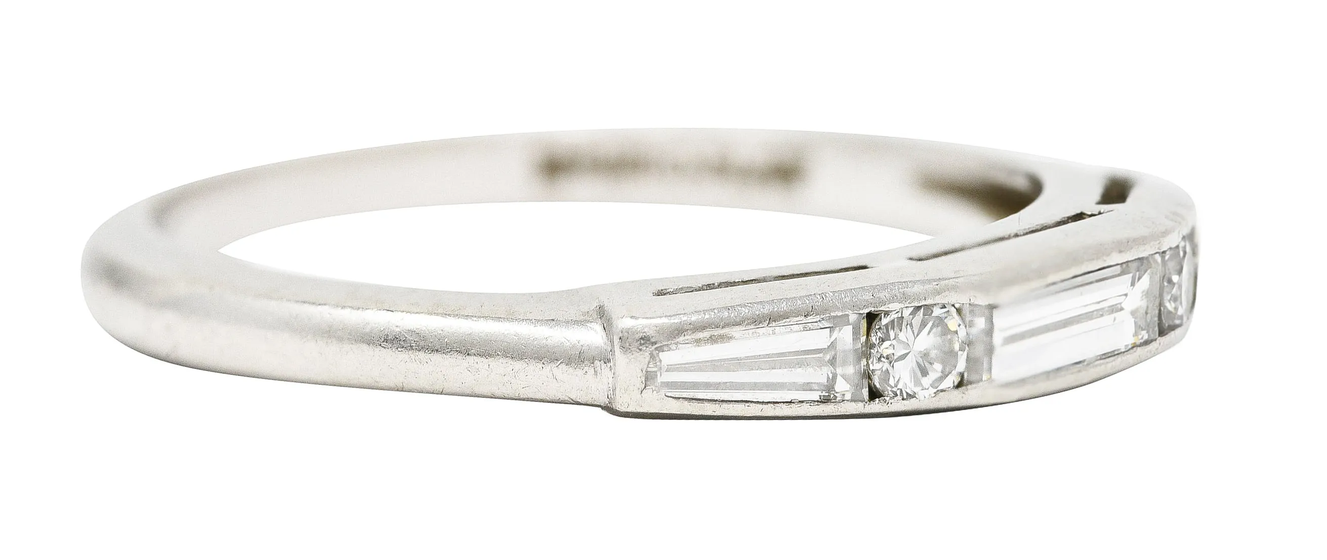 Mid-Century Baguette Cut Diamond Platinum Vintage Chanel Band Ring