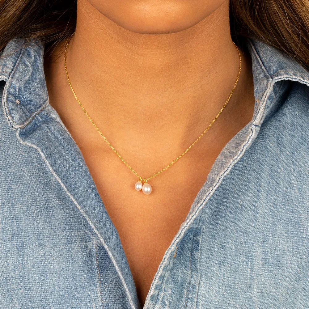Mini Double Pearl Pendant Necklace