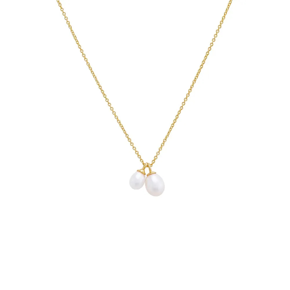 Mini Double Pearl Pendant Necklace